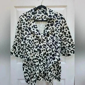 Cato Women's Leopard Print Button Down Short Trench Style Cost Size Large